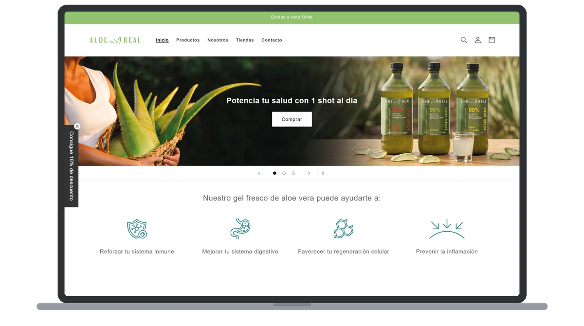 Tienda online de Aloe Real vista en un notebook