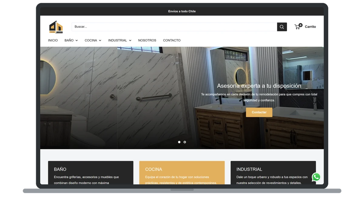 Tienda online de Tu Casa Tu Espacio vista en un notebook
