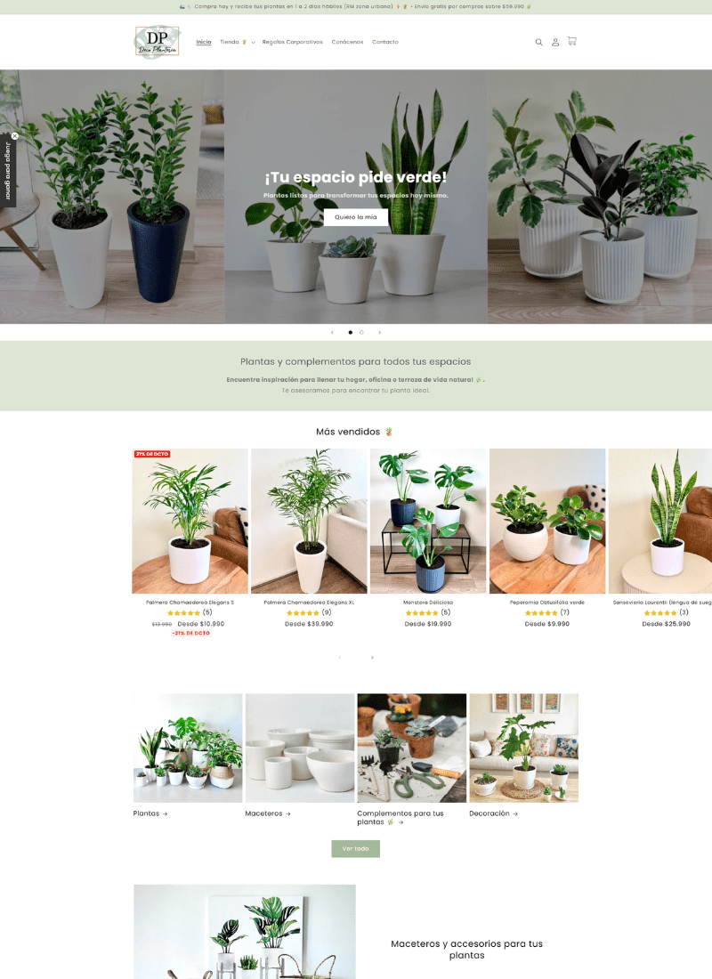 DecoPlantería ecommerce Shopify